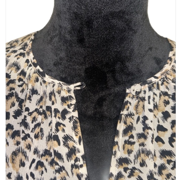 Rebecca Taylor 100% Silk Black and Cream Leopard Blouse- size 4 - Picture 3 of 6